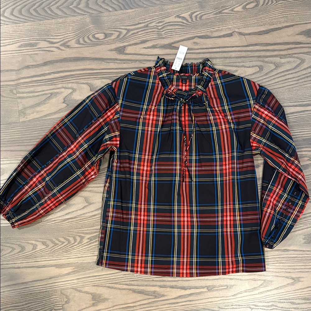NWT J. Crew Plaid Blouse SZ: Small
